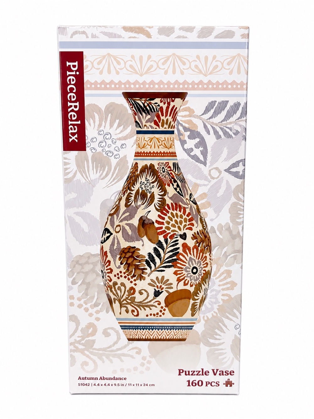 Autumn Floral Puzzle Vase – Brown & Orange